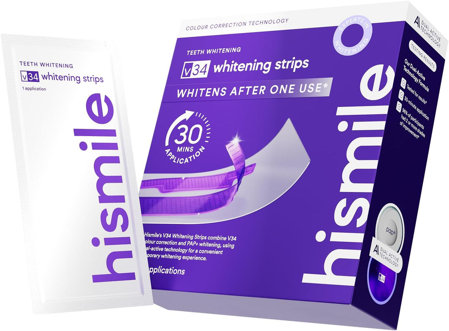 V34 Whitening Strips, Teeth Whitening Strips, Purple Tooth Whitening, Purple V34 Whitening Strips, Tooth Stain Treatment, Combining Whitening and Colour Correction