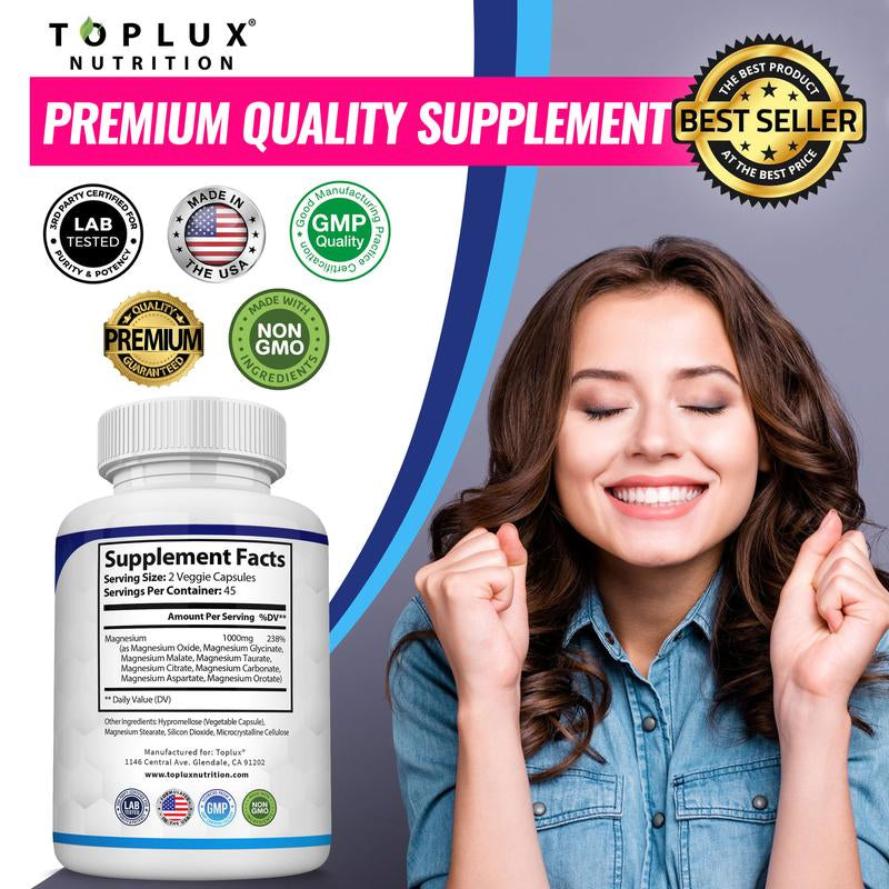 Unlock Your Health with Toplux Magnesium Complex - 8 Essential Magnesium Forms in One Powerful 1000mg Capsule