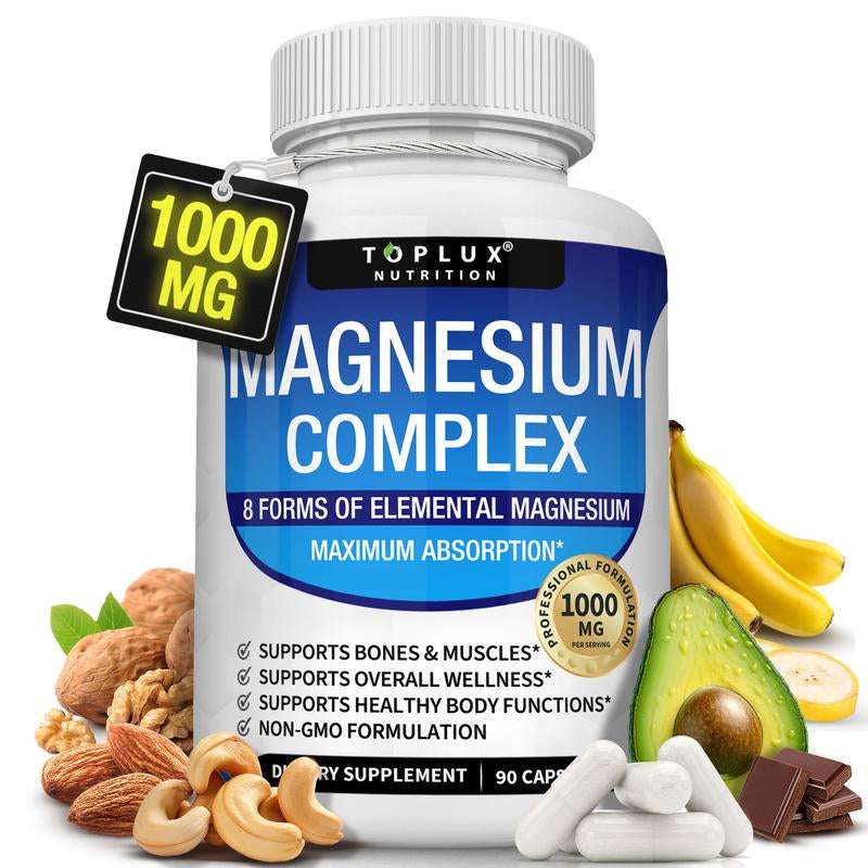 Unlock Your Health with Toplux Magnesium Complex - 8 Essential Magnesium Forms in One Powerful 1000mg Capsule